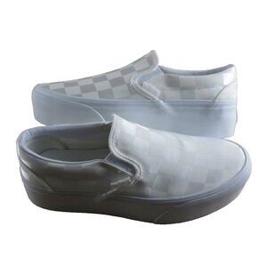 Vans White Checkerboard Platform Slip-On Sneakers